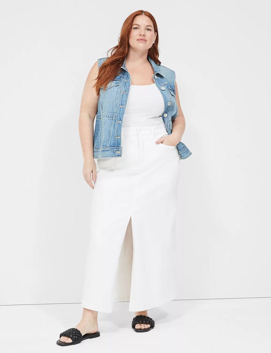 Lane Bryant Denim Women Vest Blue | USM3256RT