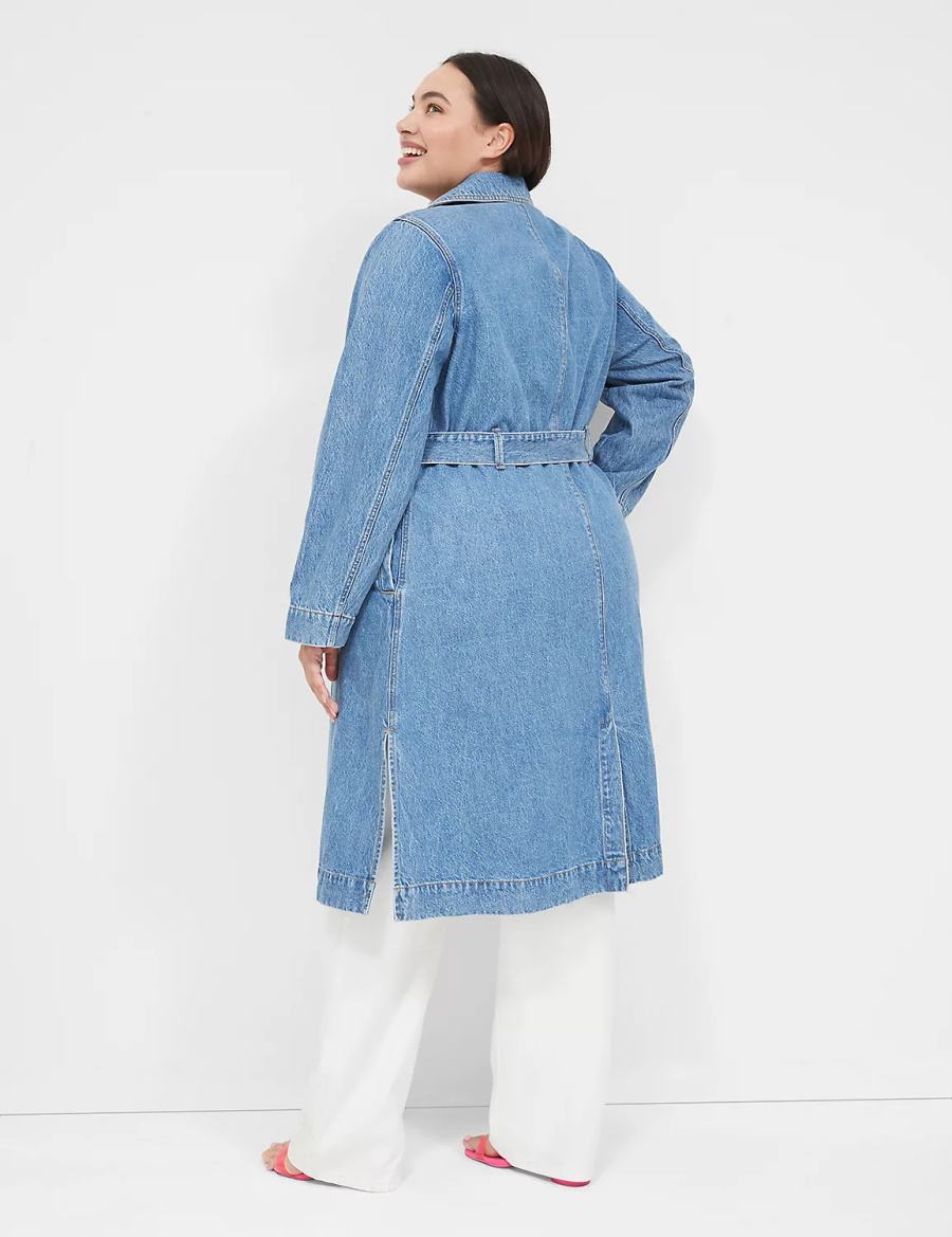 Lane Bryant Denimed Trench Women Trench Coat Blue | OGL6164HC