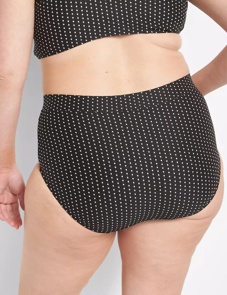 Lane Bryant Dot Texture Swim Women Briefs Black | MAH8480QN