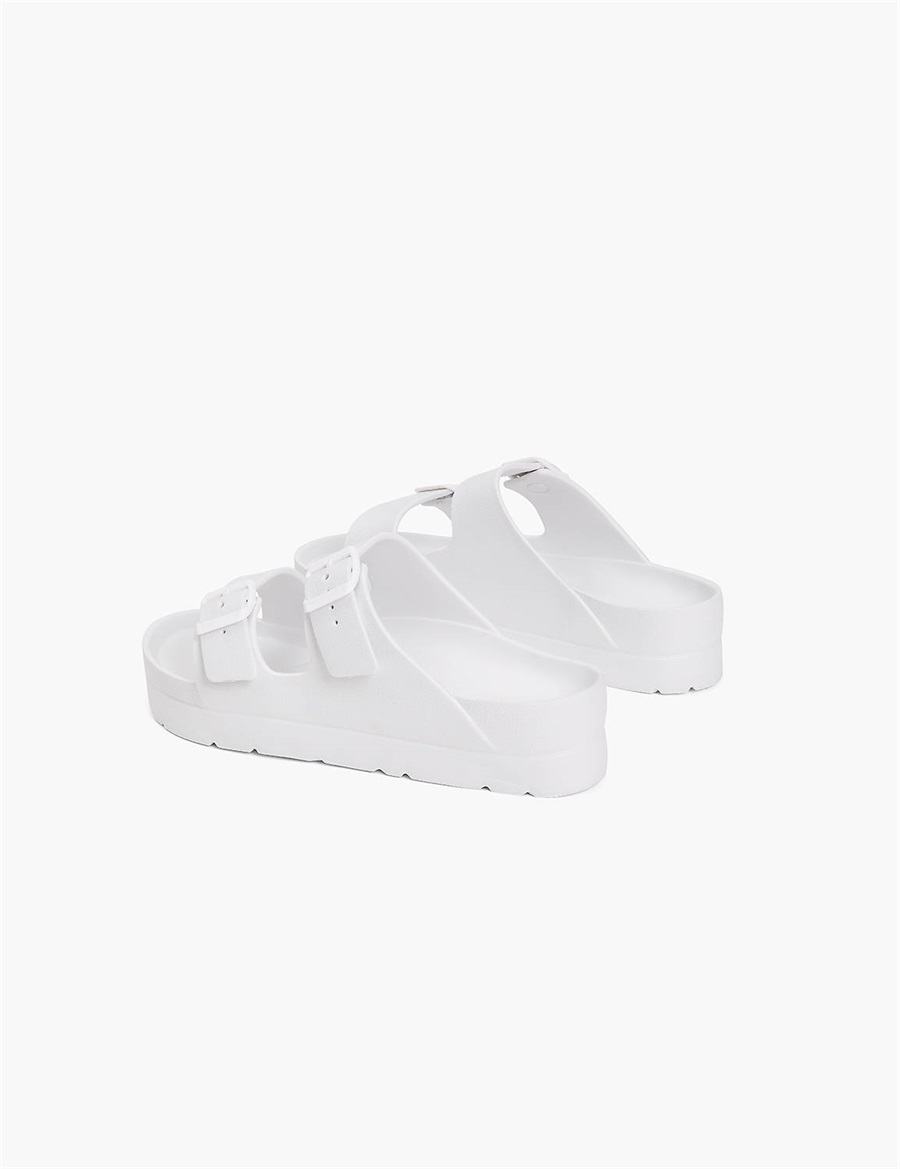 Lane Bryant Double-Band Women Slide Sandals White | OLS162NN