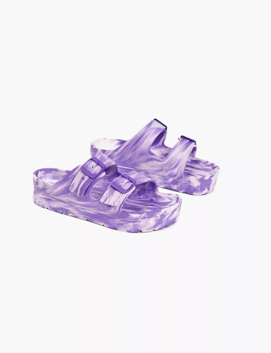 Lane Bryant Double-Band Women Slide Sandals Purple | UWX9745KK