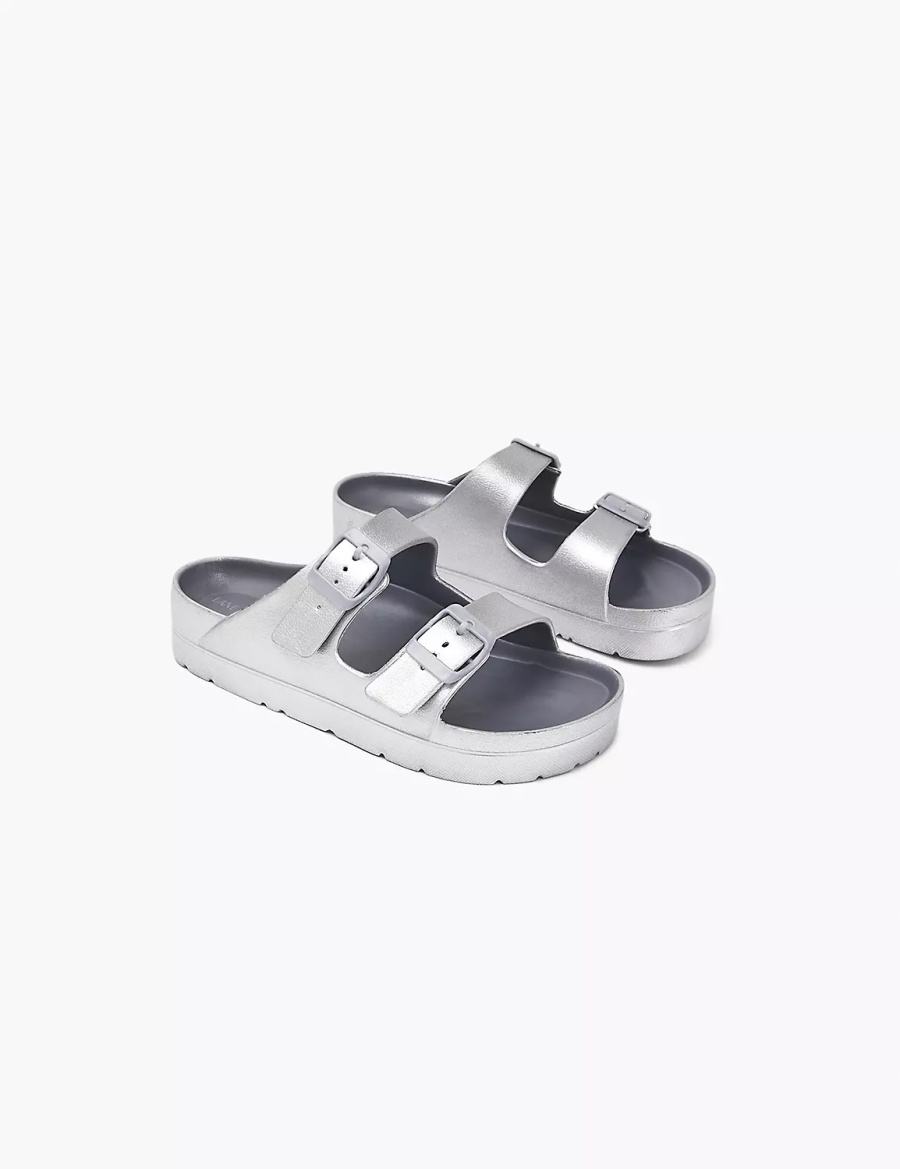 Lane Bryant Double-Band Women Slide Sandals Grey | DPD4473NO