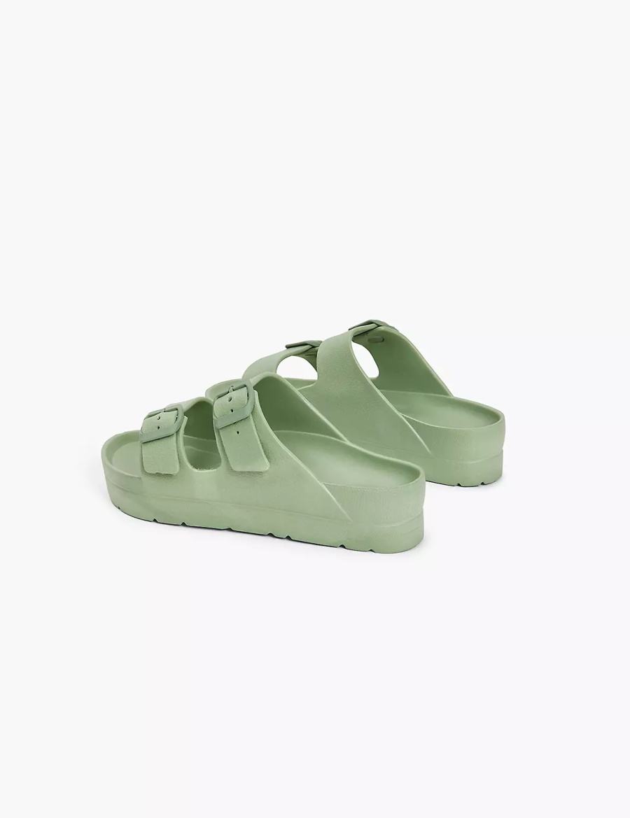 Lane Bryant Double-Band Women Slide Sandals Green | LTT2533MF