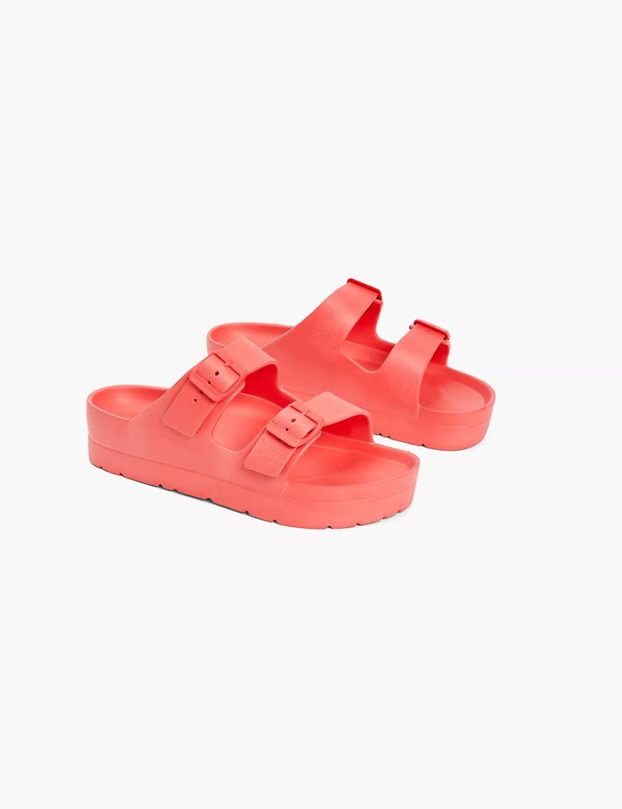 Lane Bryant Double-Band Women Slide Sandals Coral | RWM1657OF