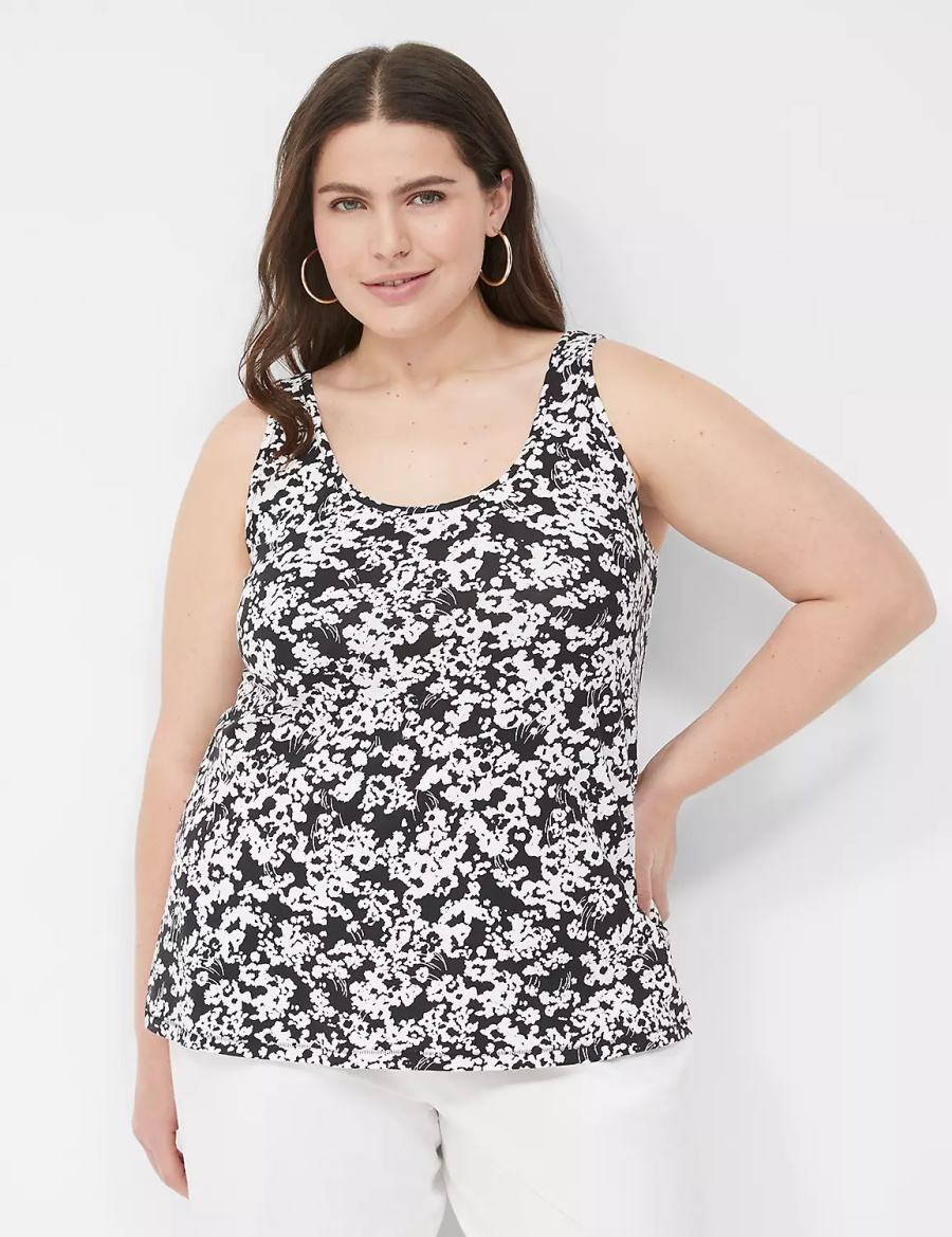 Lane Bryant Double Scoop Women Tank Top Black | HIZ119RE