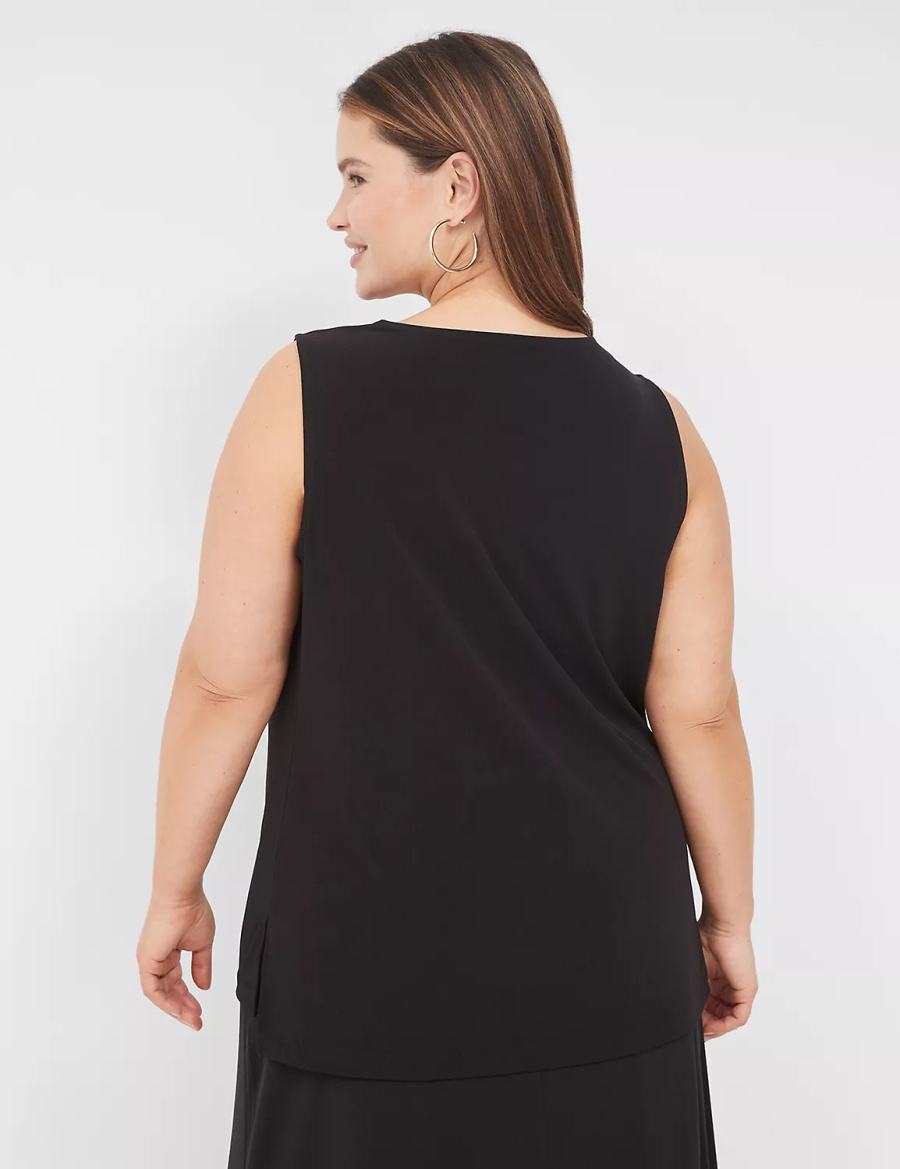 Lane Bryant Drape-Neck Shell Women T Shirts Black | XLU8698OA