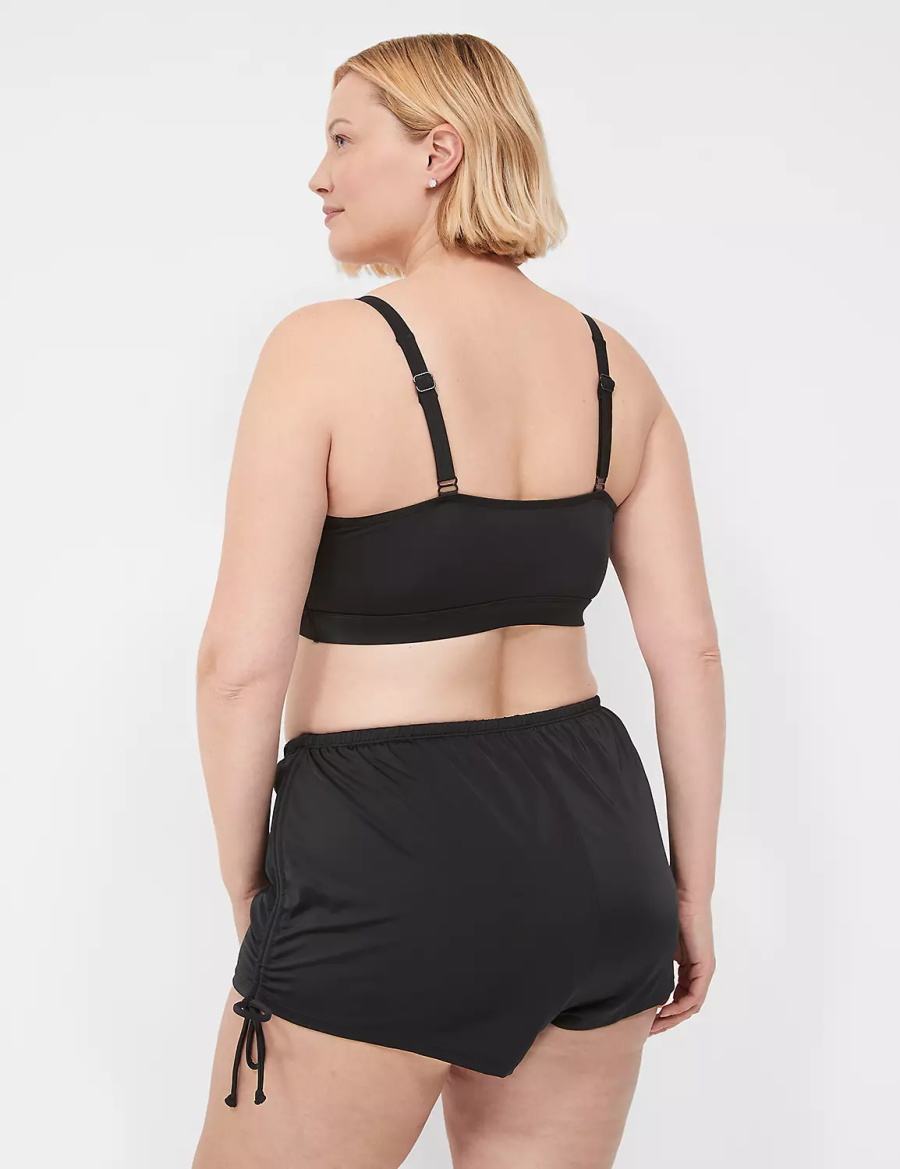 Lane Bryant Drawstring Swim Women Skirts Black | GIT6418NF