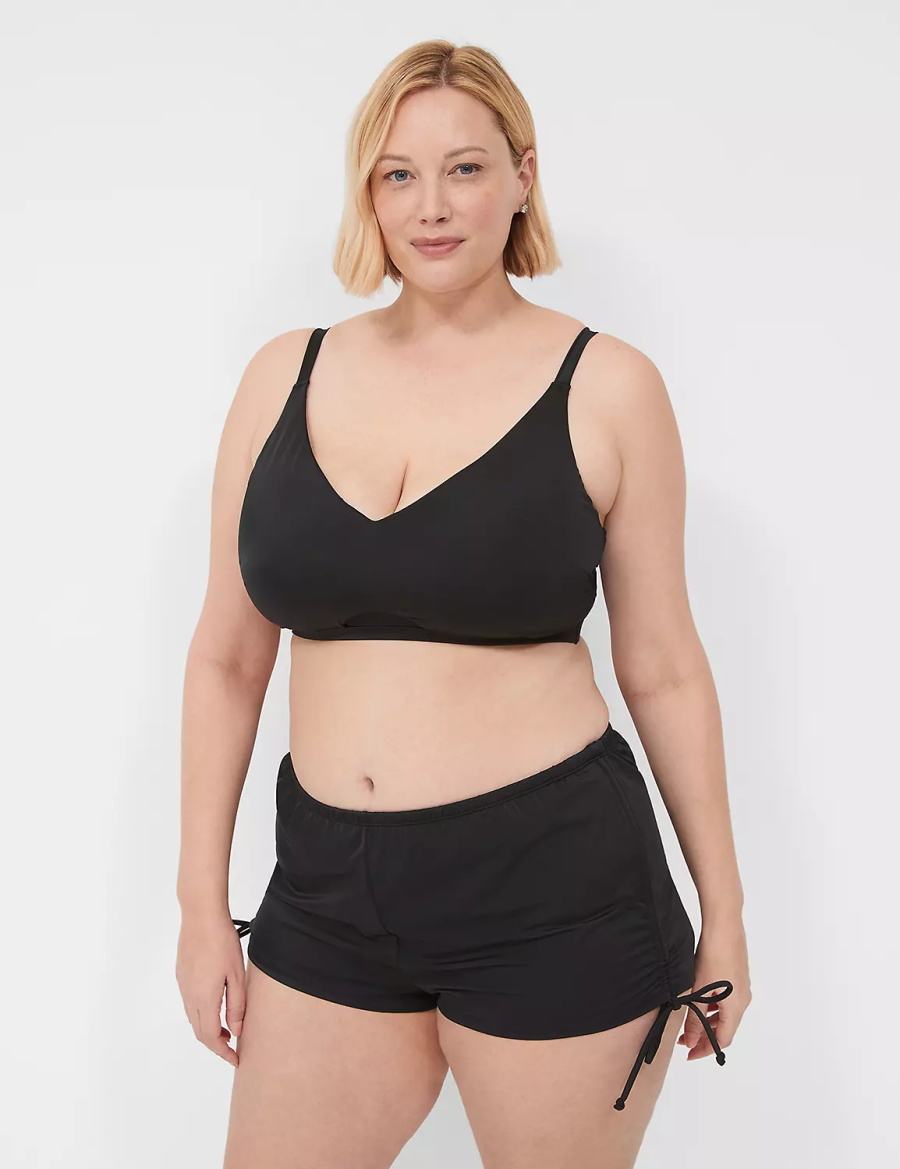 Lane Bryant Drawstring Swim Women Skirts Black | GIT6418NF