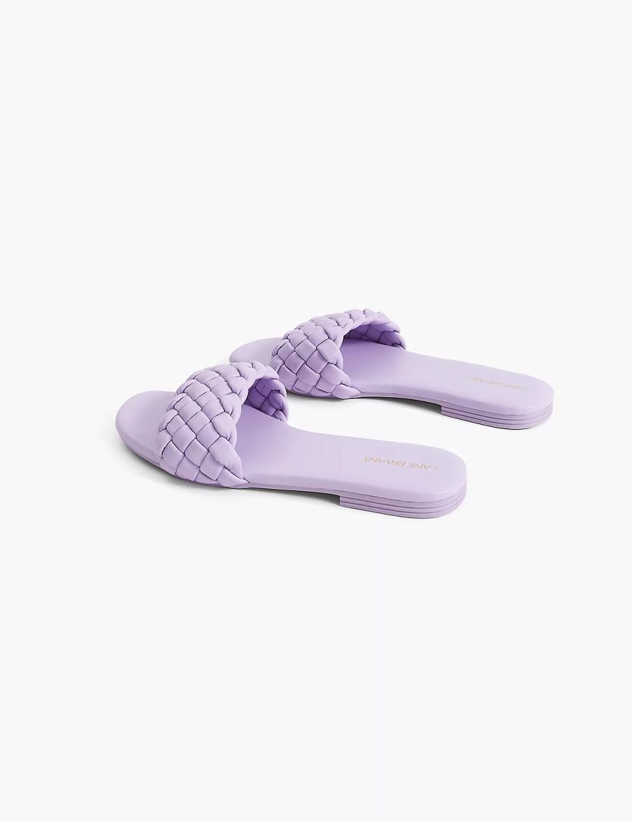 Lane Bryant Dream Cloud Braided Faux-Leather Women Slide Sandals Purple | MXB6820LM