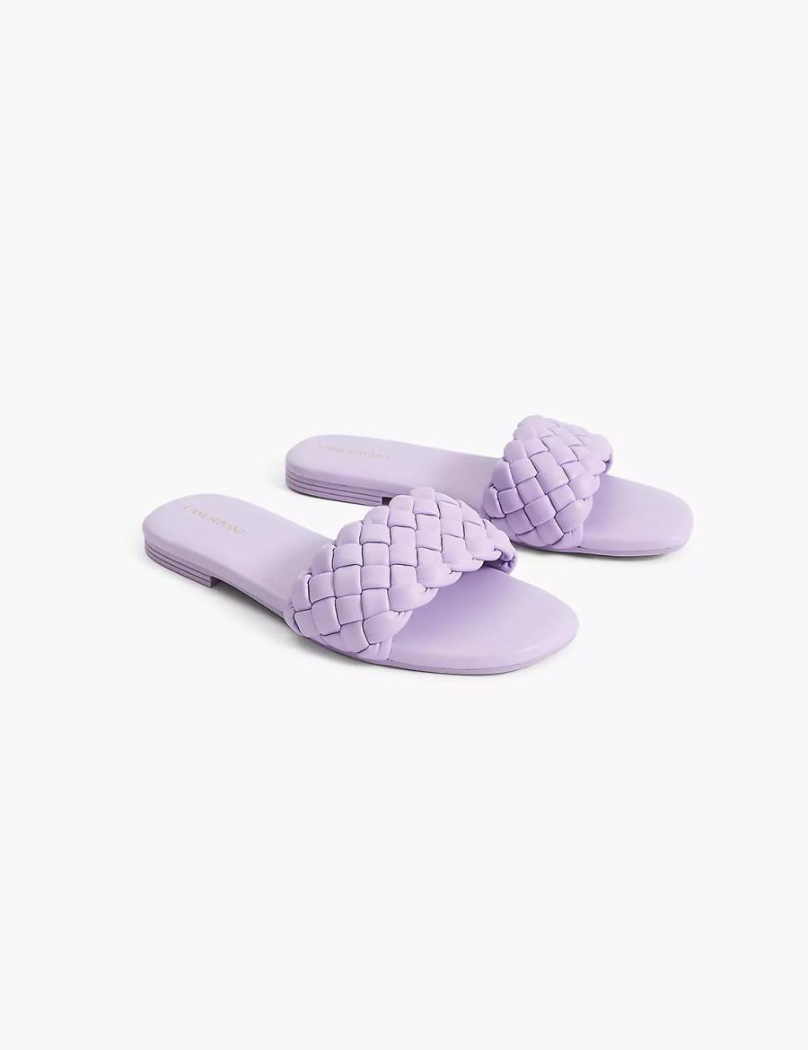 Lane Bryant Dream Cloud Braided Faux-Leather Women Slide Sandals Purple | MXB6820LM