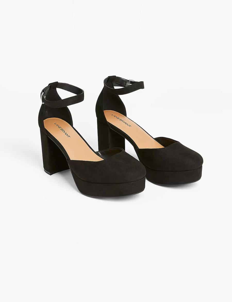 Lane Bryant Dream Cloud Closed-Toe Platform Block Heel Women Heels Sandals Black | MNR8419CJ