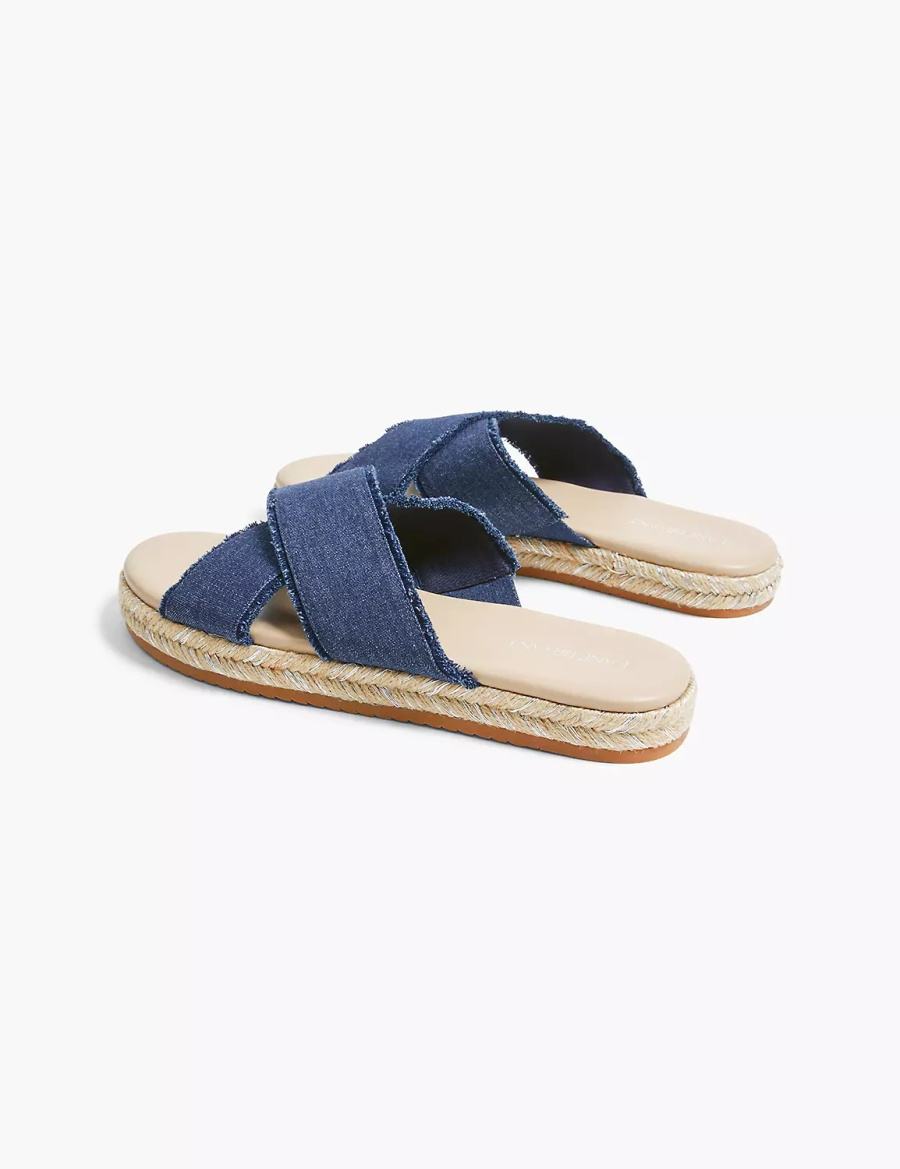 Lane Bryant Dream Cloud Criss-Cross Espadrille Women Slide Sandals Navy | TRV7667VL