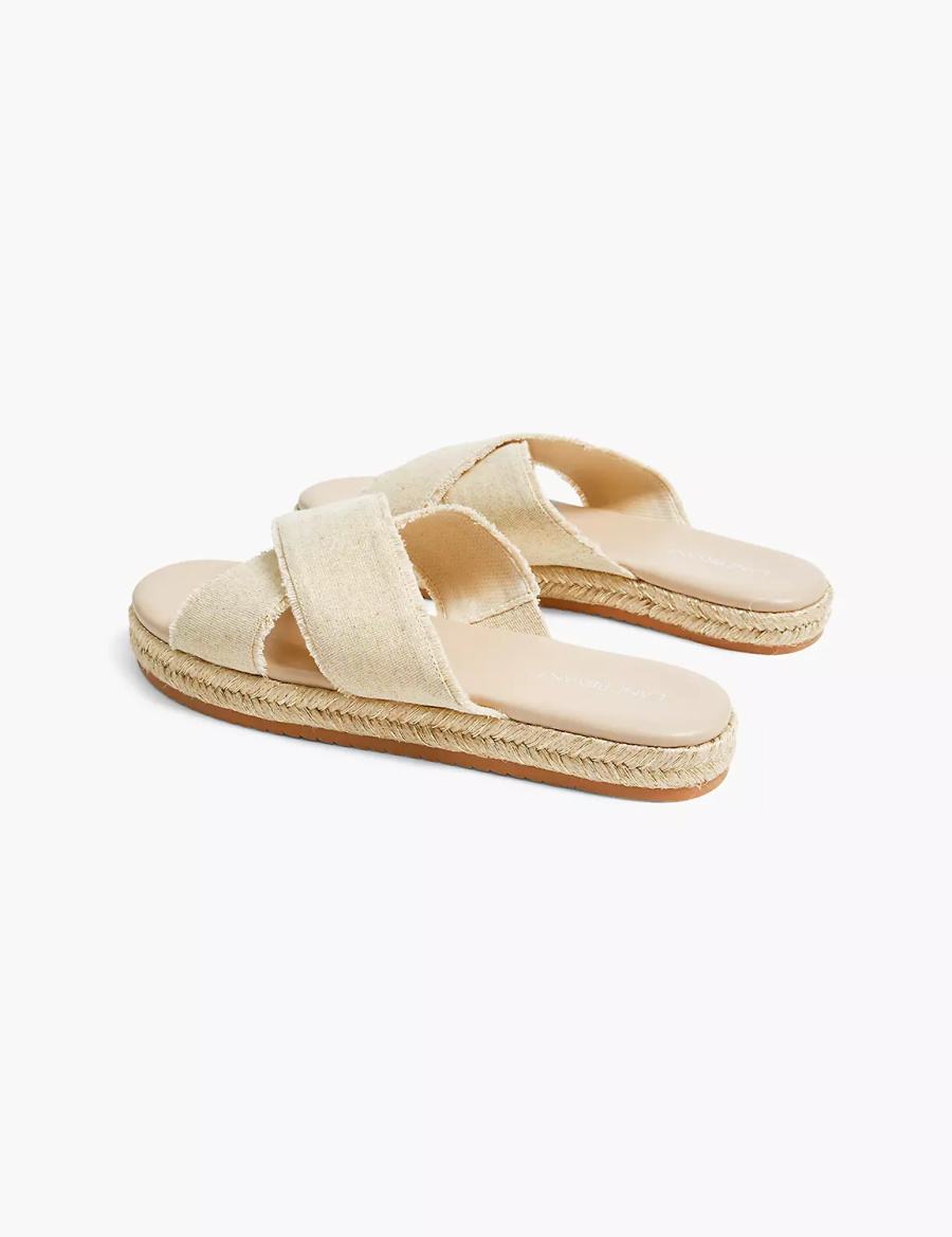 Lane Bryant Dream Cloud Criss-Cross Espadrille Women Slide Sandals Beige | CVJ7410ZI