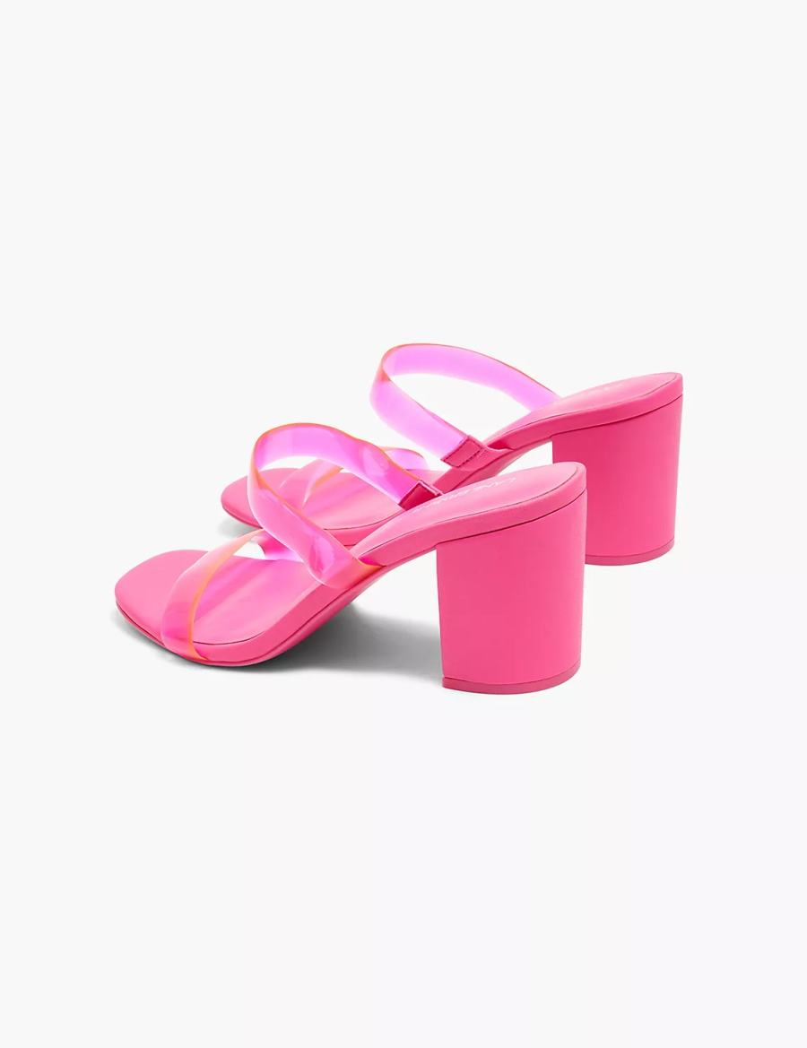 Lane Bryant Dream Cloud Double-Band Low Block Heel Women Heels Sandals Pink | YON6885OU