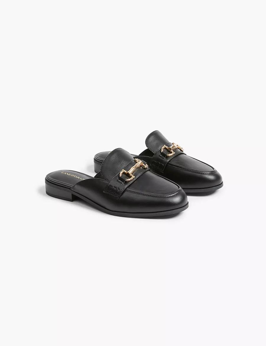 Lane Bryant Dream Cloud Faux-Leather Loafer Women Mules Black | GLL111JV