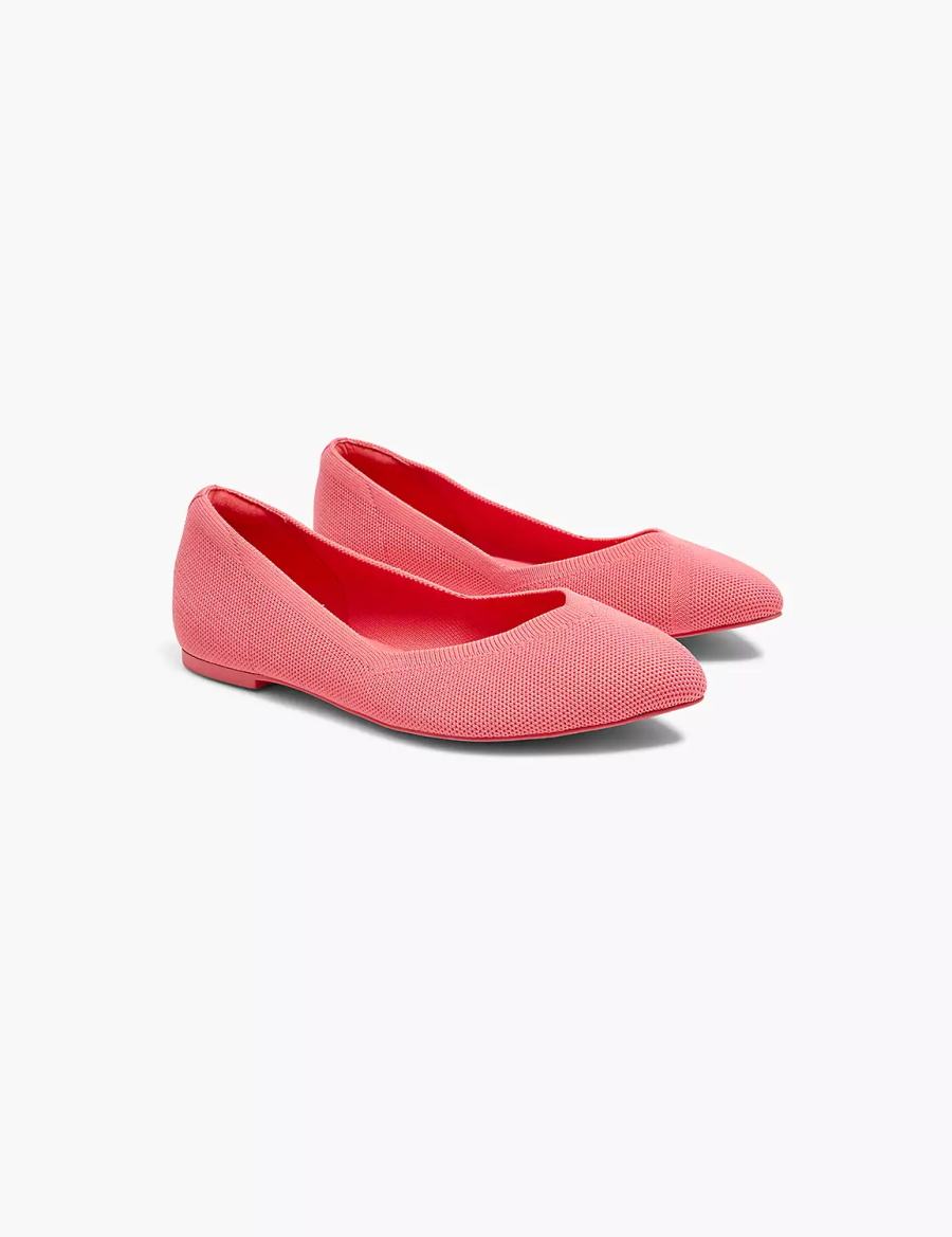 Lane Bryant Dream Cloud Pointed Toe Knit Women Ballet Flats Coral | NWY7187QD