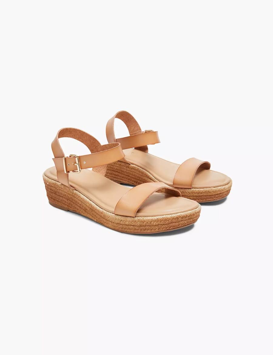 Lane Bryant Dream Cloud Single-Strap Ombre Espadrille Women Wedge Sandals Brown | BTW1557KG