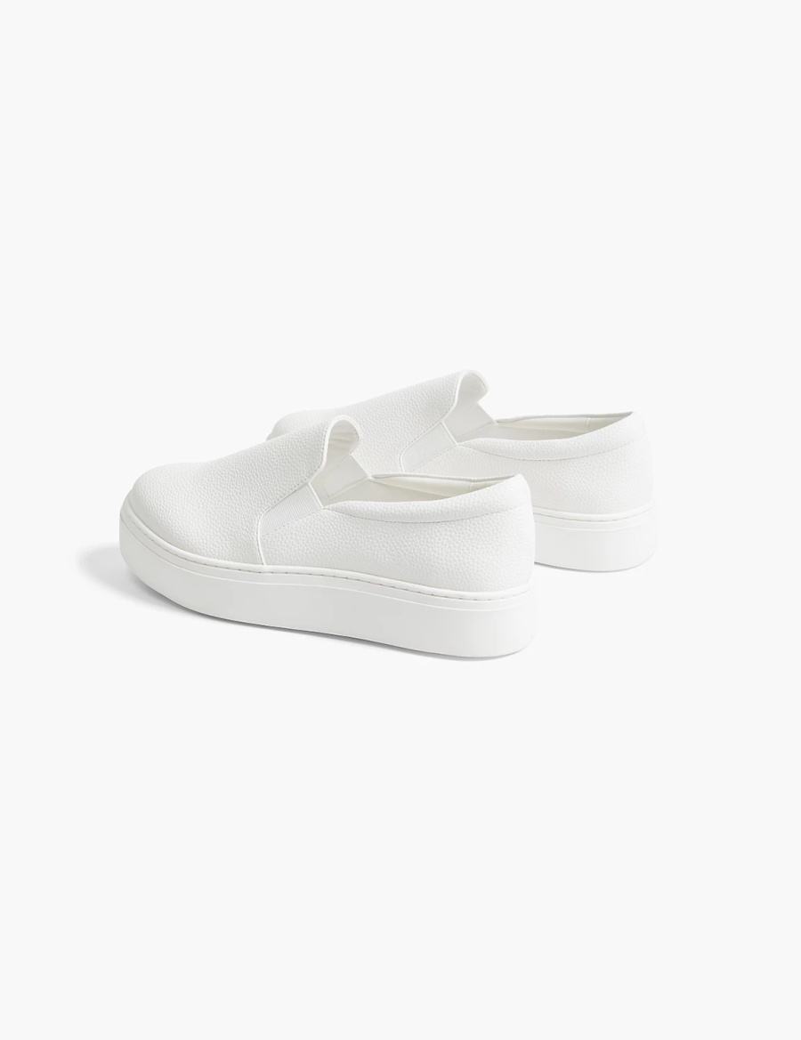 Lane Bryant Dream Cloud Slip-On Faux-Leather Platform Women Sneakers White | SCC2526XX