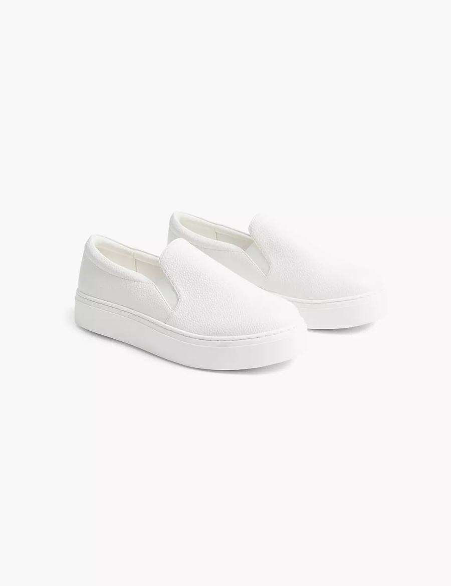 Lane Bryant Dream Cloud Slip-On Faux-Leather Platform Women Sneakers White | SCC2526XX