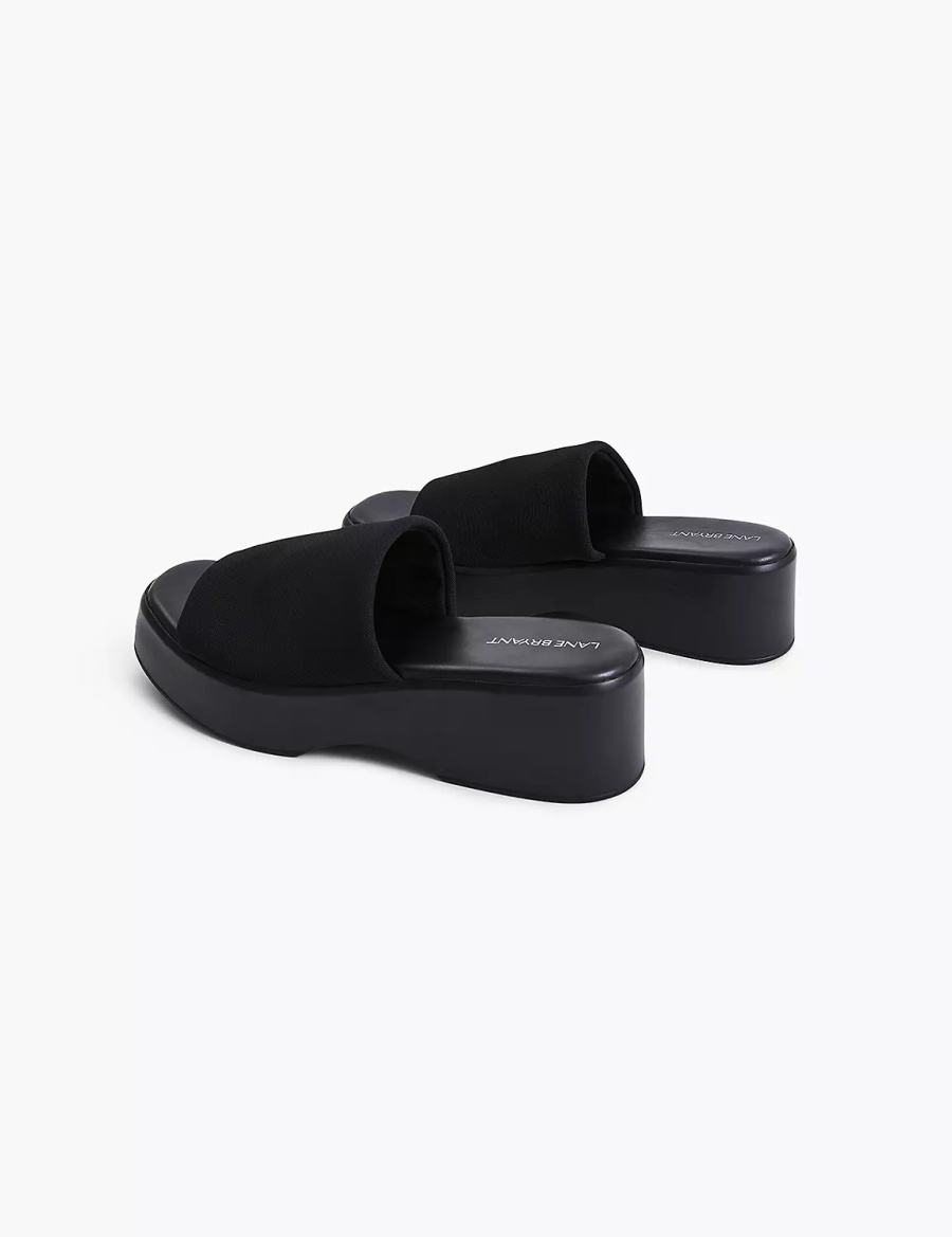 Lane Bryant Dream Cloud Stretch Knit Platform Women Slide Sandals Black | YOJ321SJ