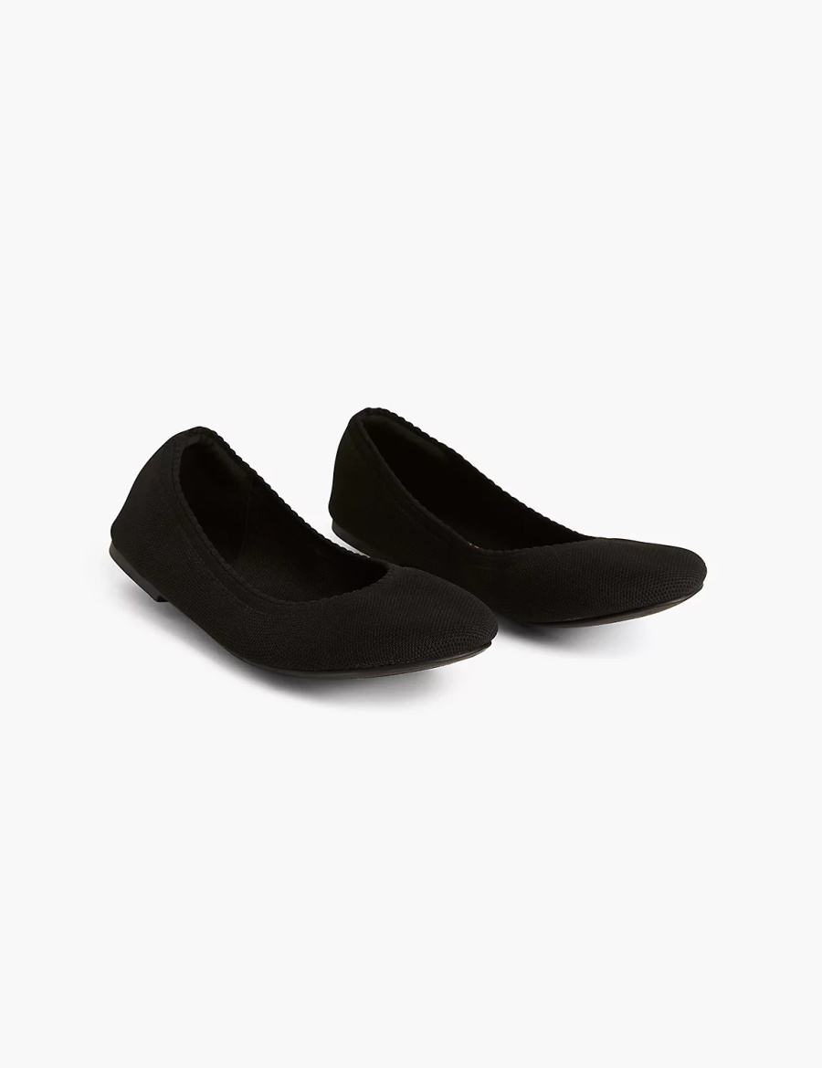 Lane Bryant Dream Cloud Stretch Knit Women Ballet Flats Black | FTI8933SI