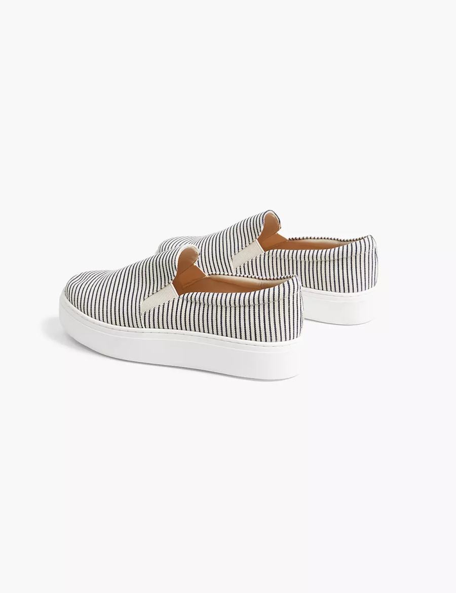 Lane Bryant Dream Cloud Striped Slip-On Platform Women Sneakers Blue | HPF8090JC