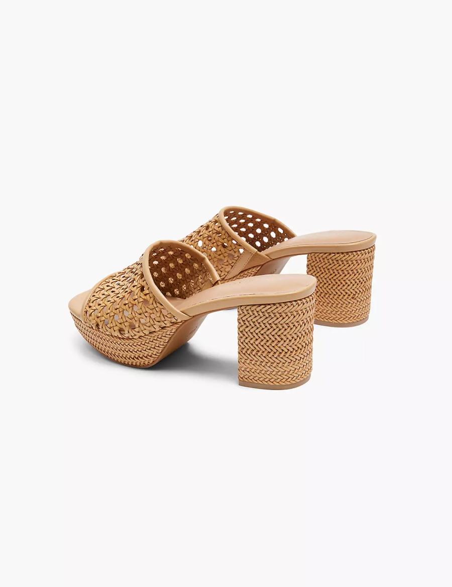 Lane Bryant Dream Cloud Woven Faux-Leather Slip-On Heel Women Heels Sandals Khaki | QTV2752FM