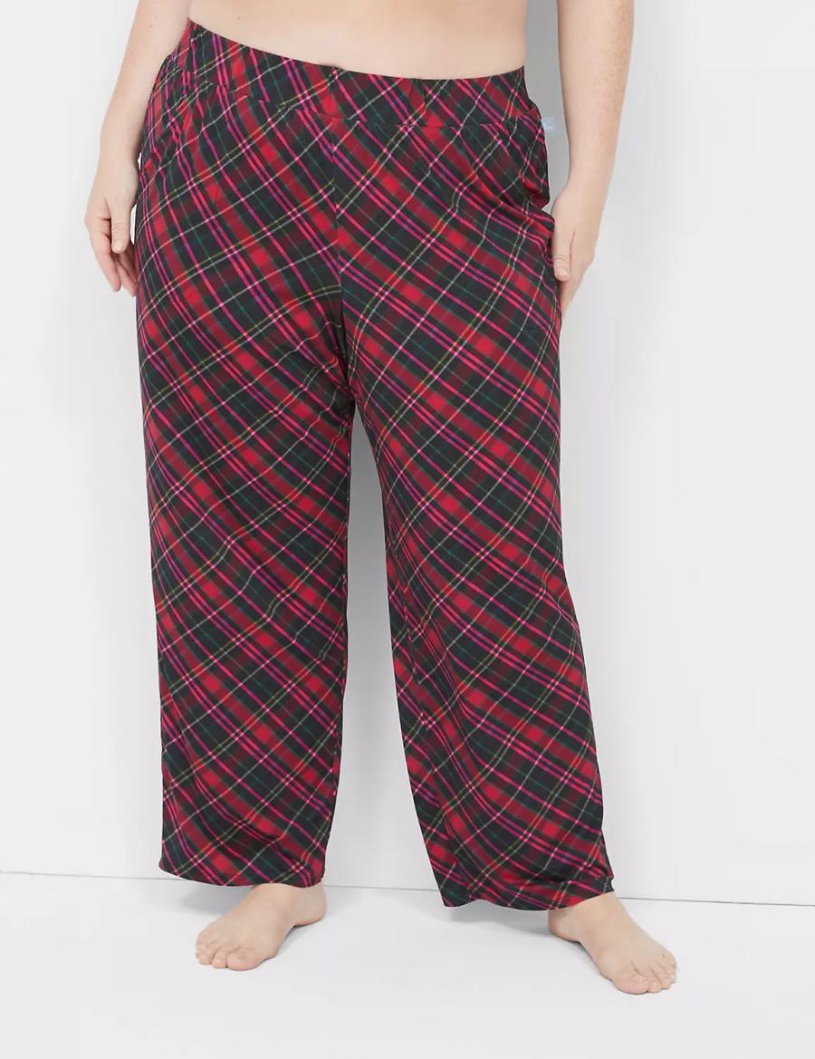 Lane Bryant DreamyCool Block Women Pants Red Black | UTB2065IZ