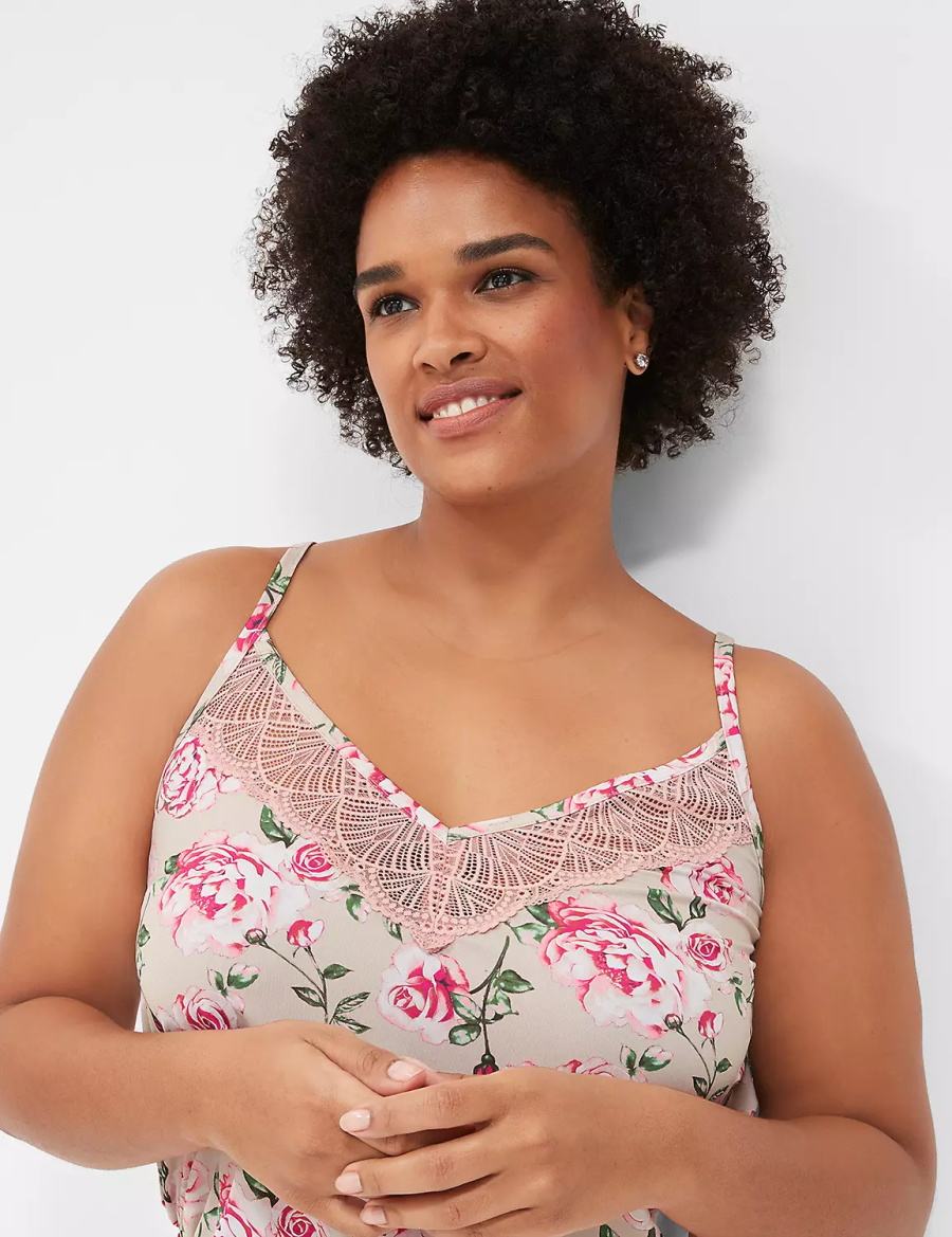 Lane Bryant DreamyCool Lace-Trim Cami & Short PJ Set Women Pajamas Rose Pink | MAT984GC