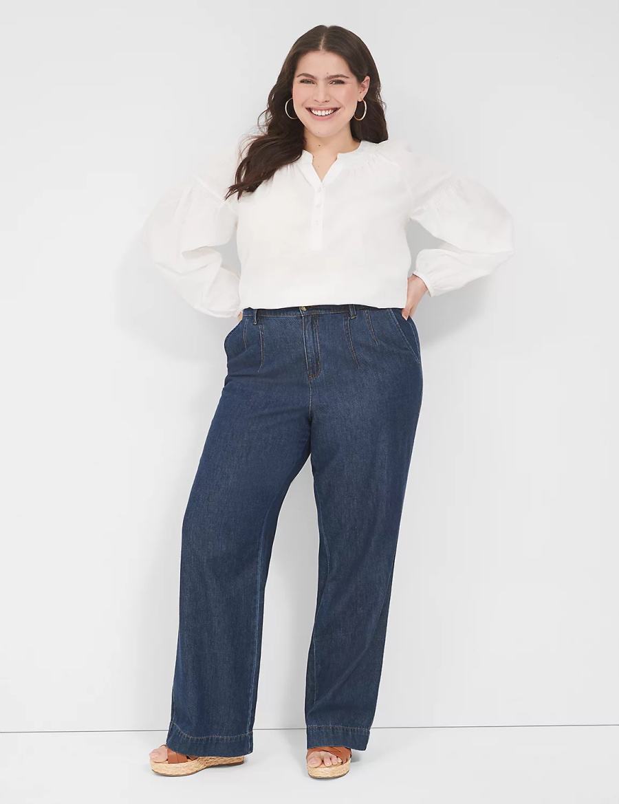 Lane Bryant Dressy Women Jeans Dark Blue | PGK599SQ