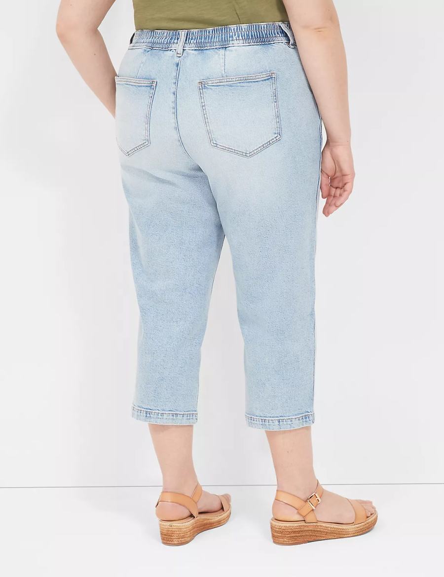 Lane Bryant Elastic Back-Waist Boyfriend Capri Women Jeans Light Blue | TED1286WL