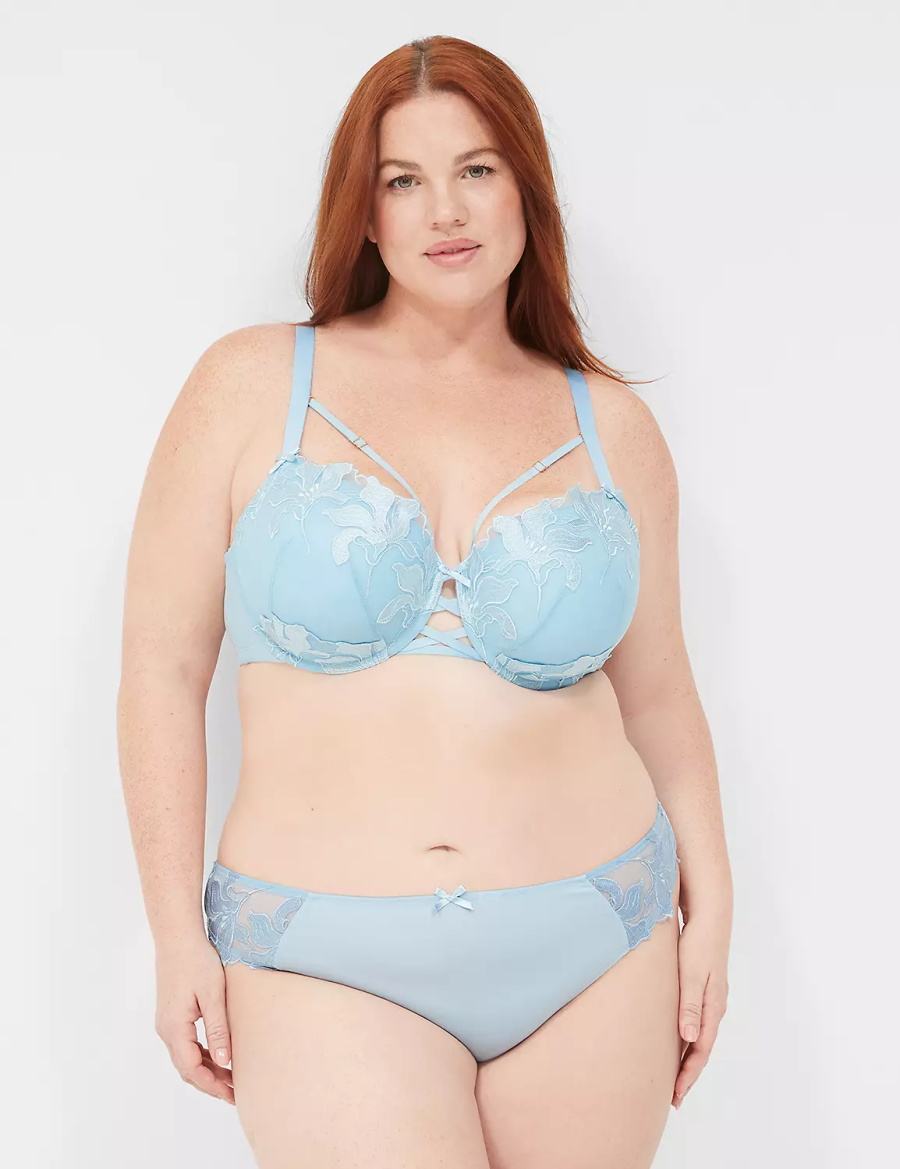 Lane Bryant Embroidered Boost Women Balconette Bra Blue | SOT8960CU