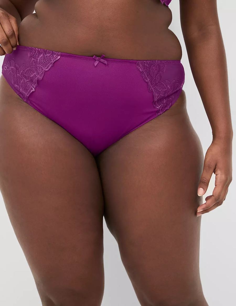 Lane Bryant Embroidered French Women Briefs Purple | NOU7940JG