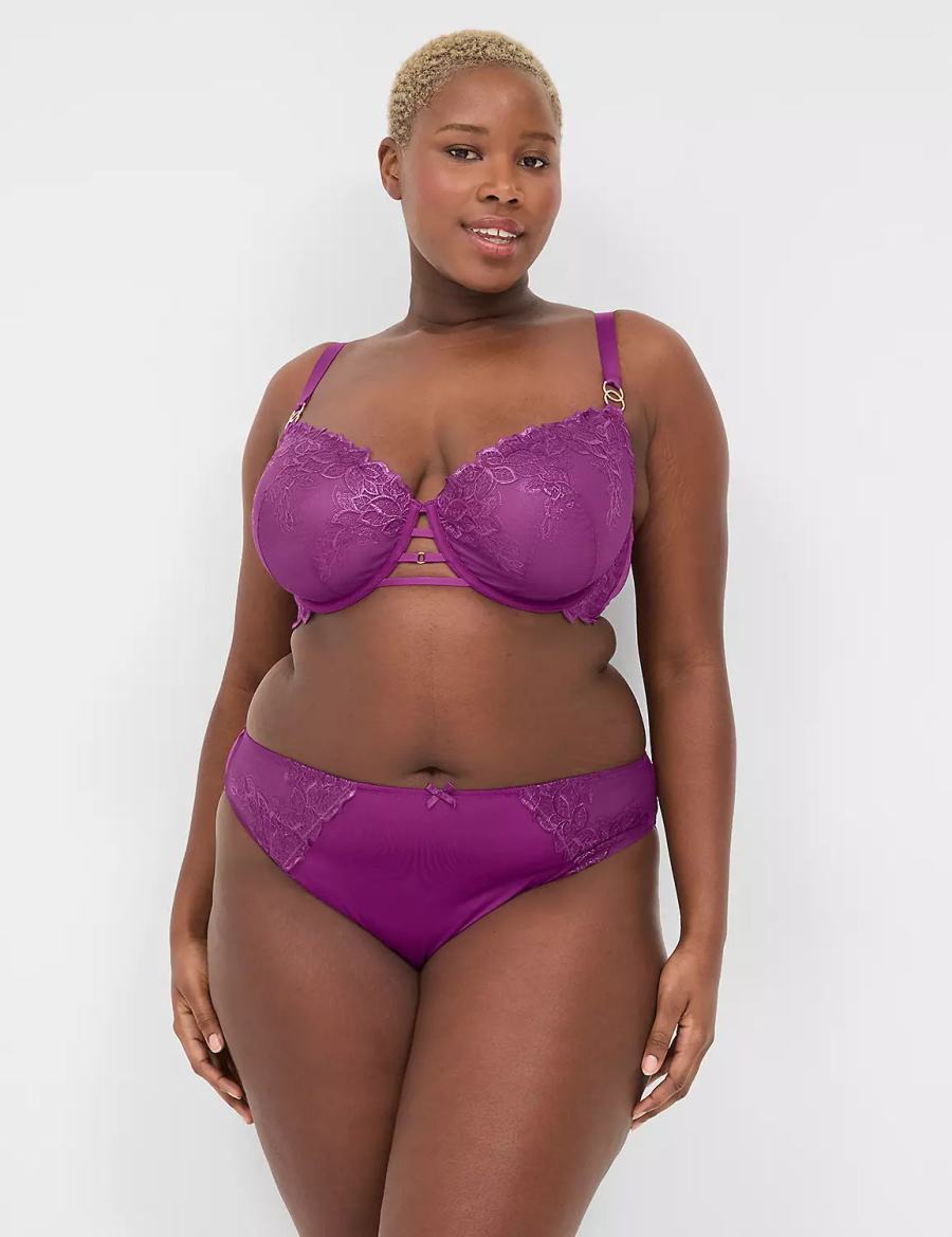 Lane Bryant Embroidered French Women Briefs Purple | NOU7940JG