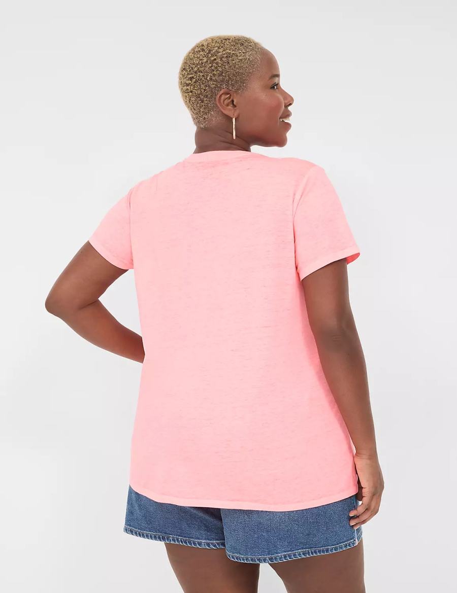 Lane Bryant Embroidered Sunkissed Graphic Tee Women Tank Top Light Coral | BIX7497VE