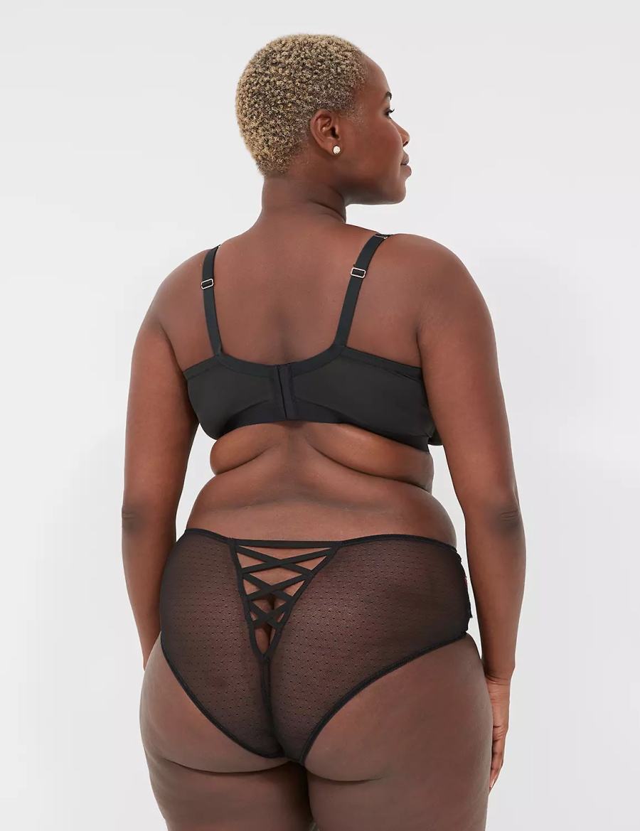 Lane Bryant Embroidered Women Briefs Black | RRC6512JE