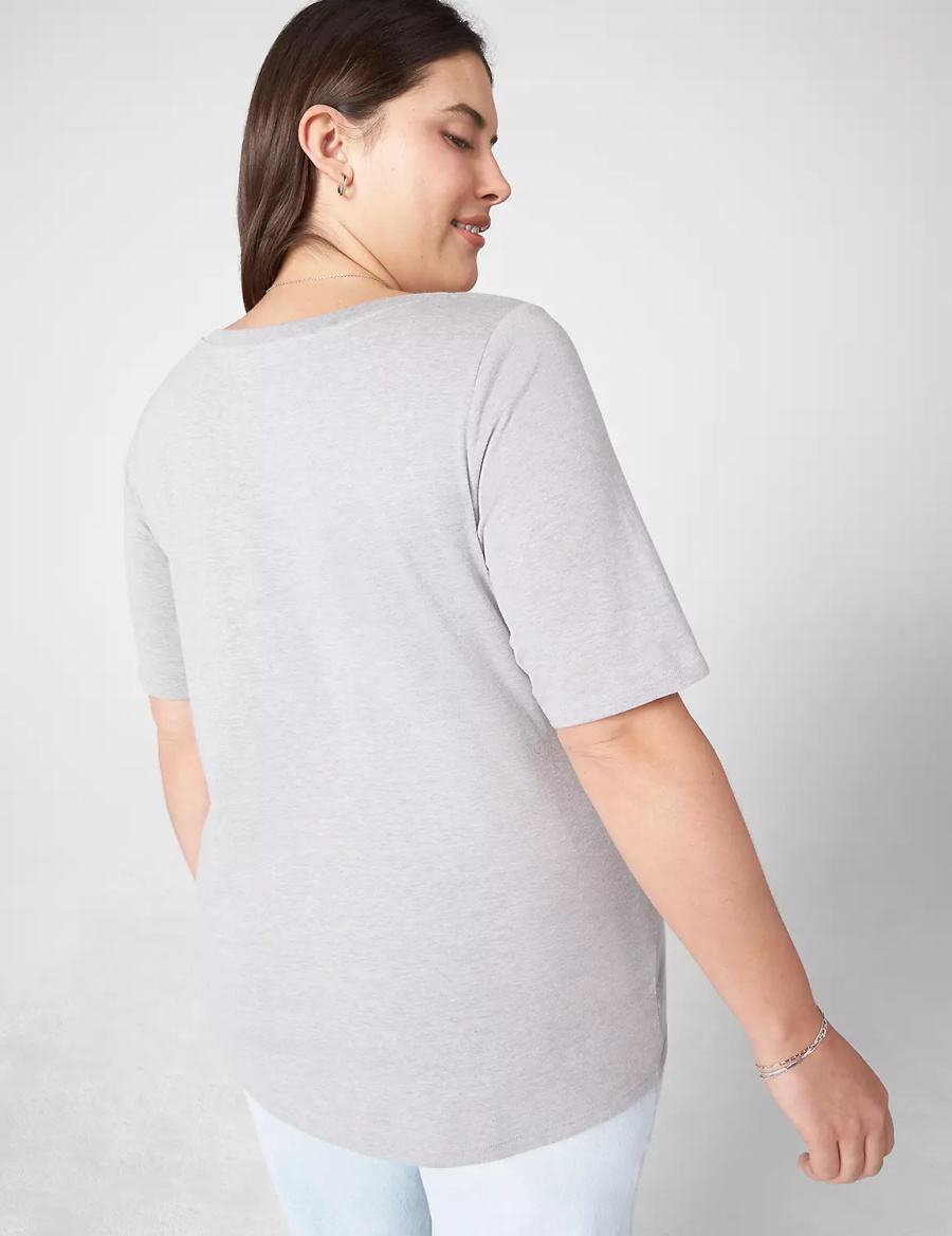 Lane Bryant Essential V-Neck Tee Women Tank Top Light Grey | LBN3258DQ