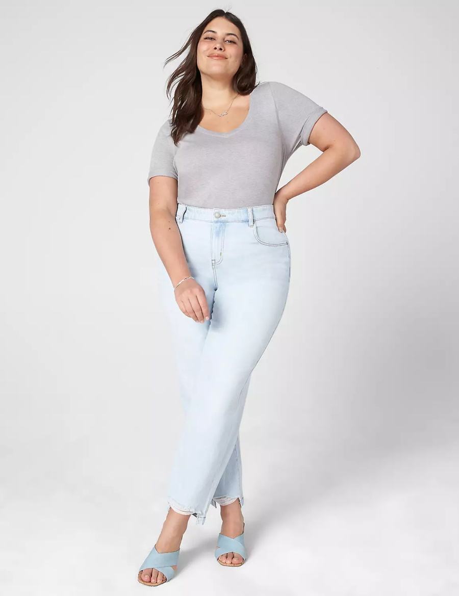 Lane Bryant Essential V-Neck Tee Women Tank Top Light Grey | LBN3258DQ