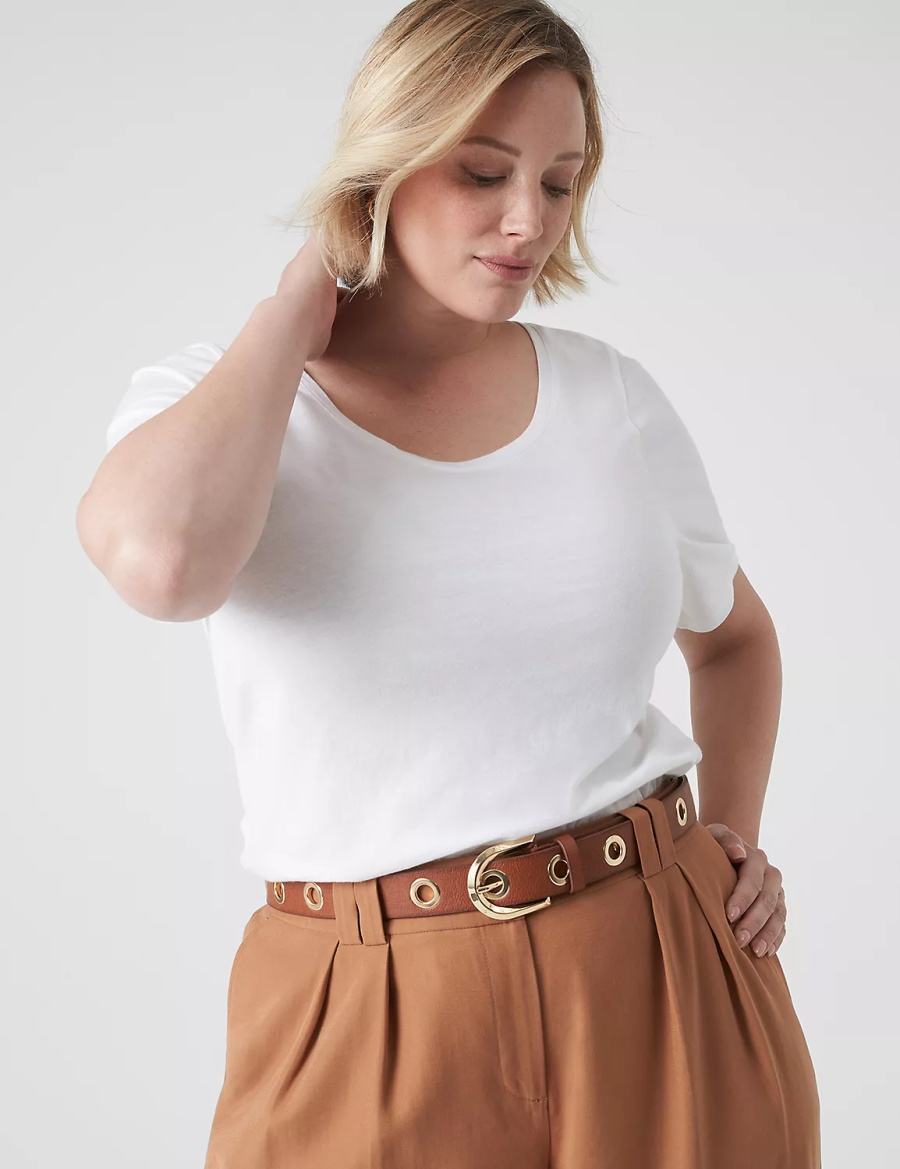 Lane Bryant Faux-Leather Grommet Hip Women Belts Brown | CIT9699TS