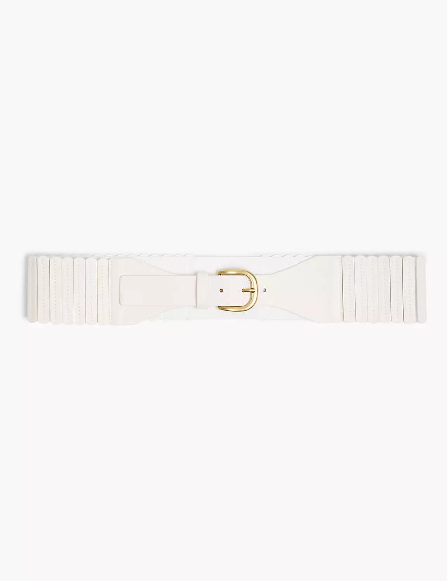 Lane Bryant Faux-Leather Stretch Accordion Women Belts White Rose | DEE3264XS