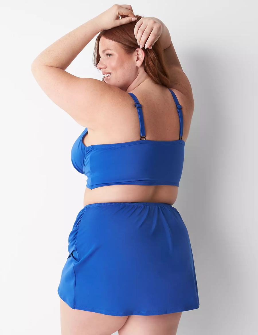 Lane Bryant Faux-Wrap Swim Women Skirts Blue | ZCZ4775XT