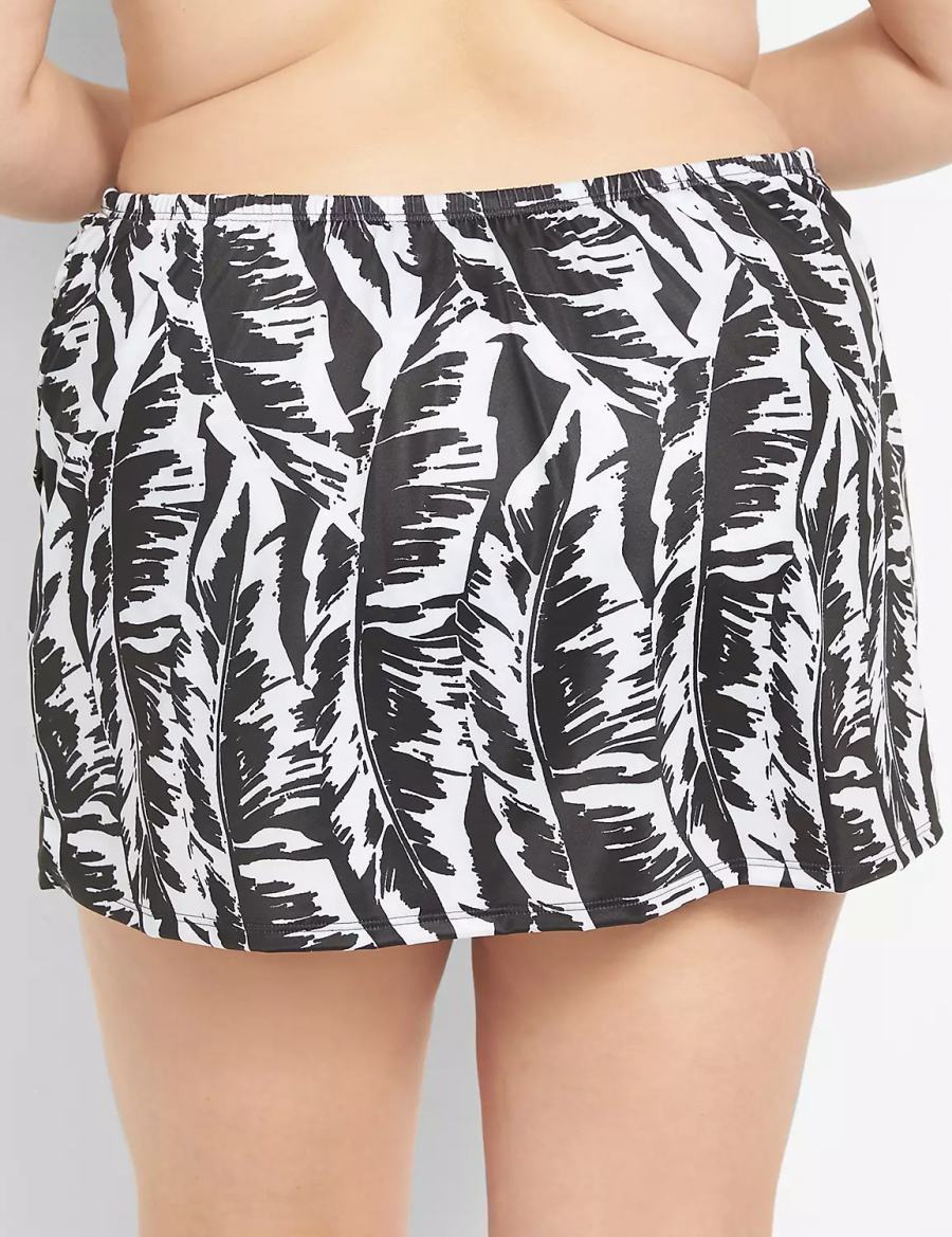 Lane Bryant Faux-Wrap Swim Women Skirts White Black | IFQ7652IU