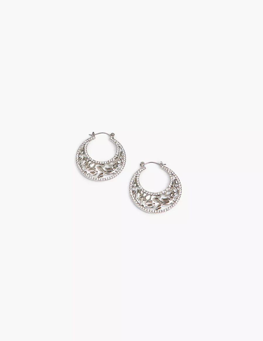 Lane Bryant Filigree Women Hoop Earrings Silver | KTZ6593RZ