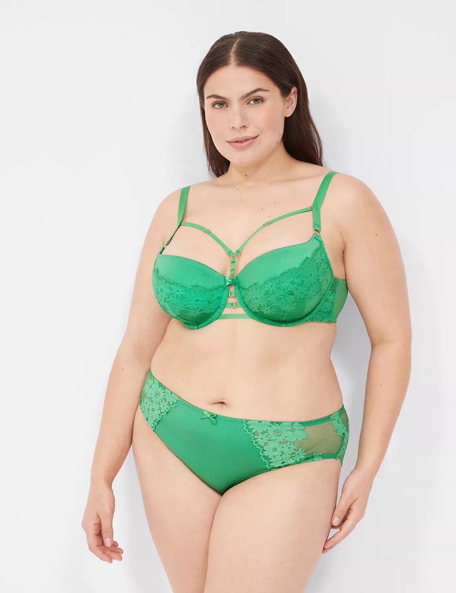 Lane Bryant Fishnet Lace Boost Women Balconette Bra Green | UUN5718YS