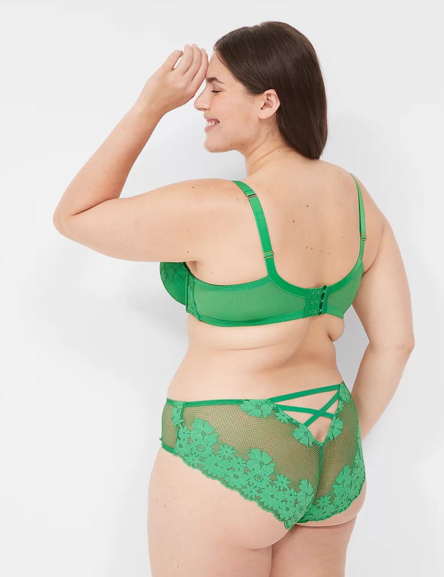 Lane Bryant Fishnet Lace Women Cheeky Panty Green | WEB8096BJ