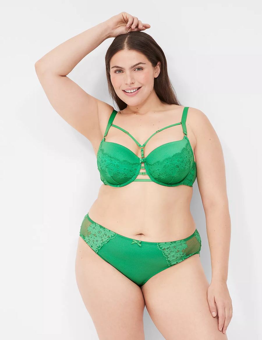 Lane Bryant Fishnet Lace Women Cheeky Panty Green | WEB8096BJ