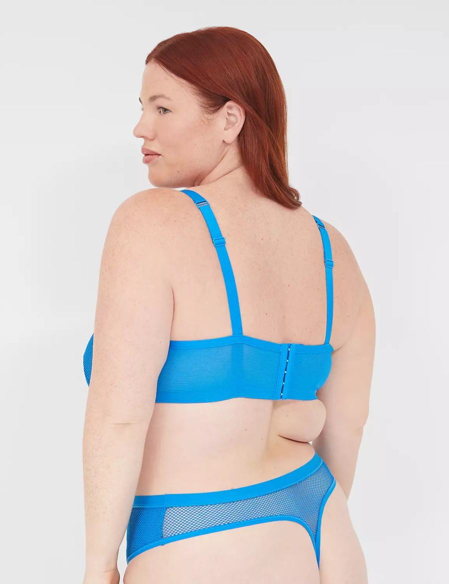 Lane Bryant Fishnet Rocker-Wire Bandeau Women Unlined Bra Blue | FLF1195PS