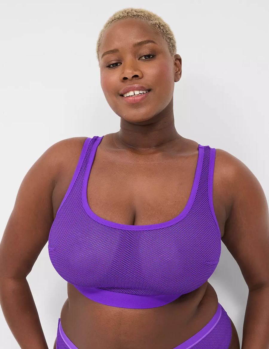 Lane Bryant Fishnet Scoop-Neck Sheer Women Bralettes Purple | UAY4852CL