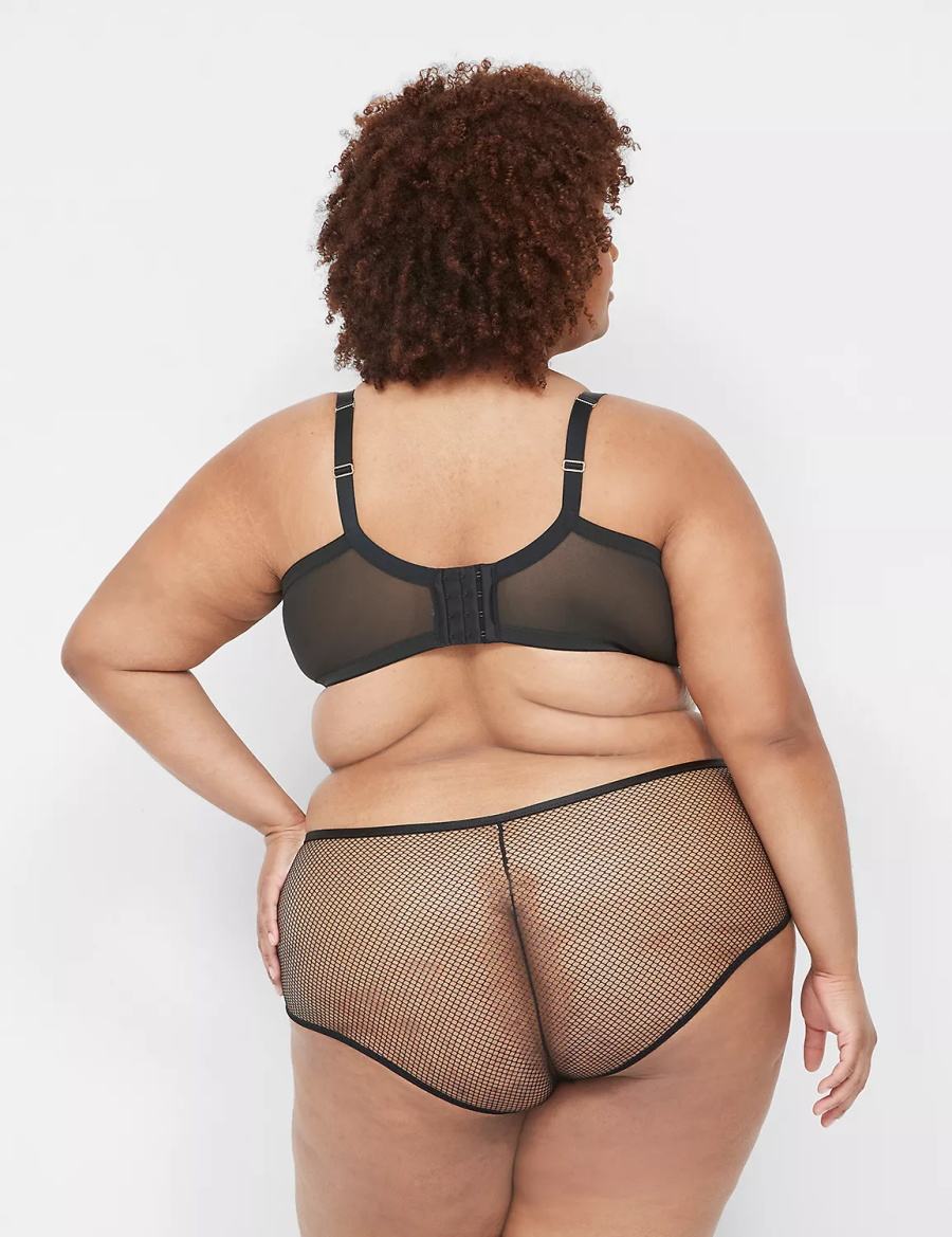 Lane Bryant Fishnet Women Briefs Black | BEF7914FX