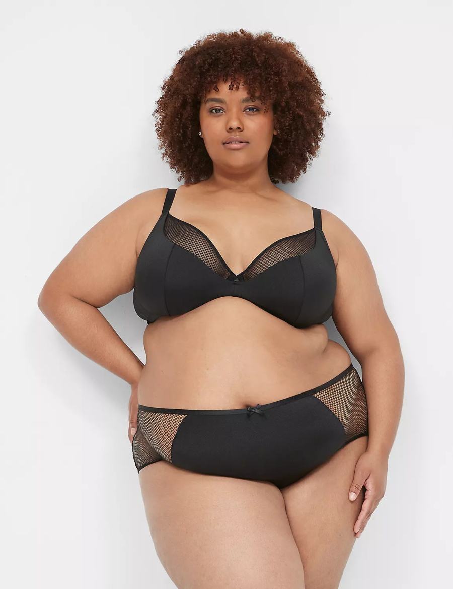 Lane Bryant Fishnet Women Briefs Black | BEF7914FX